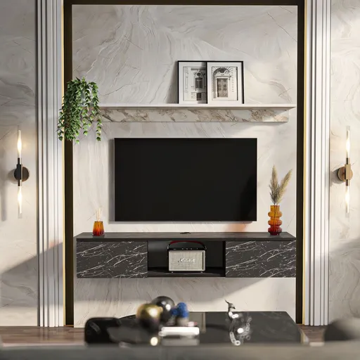 Comoda TV, Hanah Home, Elia, 140x25.6x32 cm, Efes / Alb