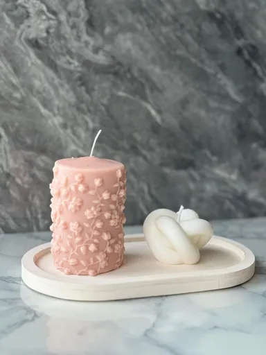 Set de lumanari, Glamour Candle 41ST, 100% SOIA, Roz/Alb