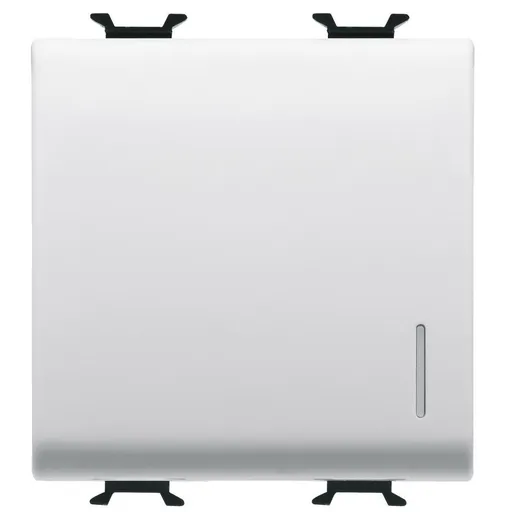 Buton cu revenire 2 module Gewiss Chorus GW10172, 1P ND 16A, iluminare, alb