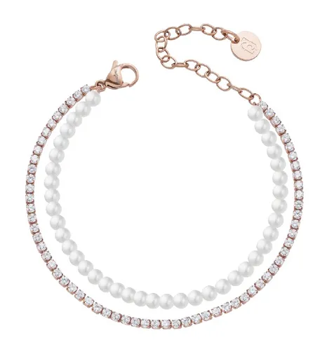 Liu Jo Brățară dublă placată cu aur cu perle sintetice LJ3029