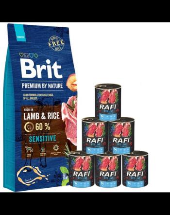 BRIT Premium By Nature Sensitive Lamb 15 kg + 6 conserve x 400 g cu miel