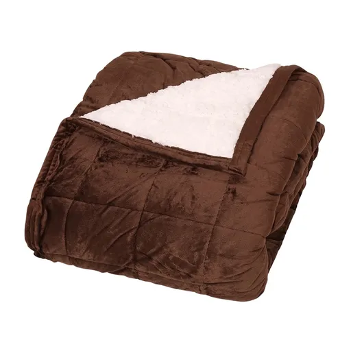Pătură cu imitație de blăniță Sandra maro, 150 x 200 cm, maro