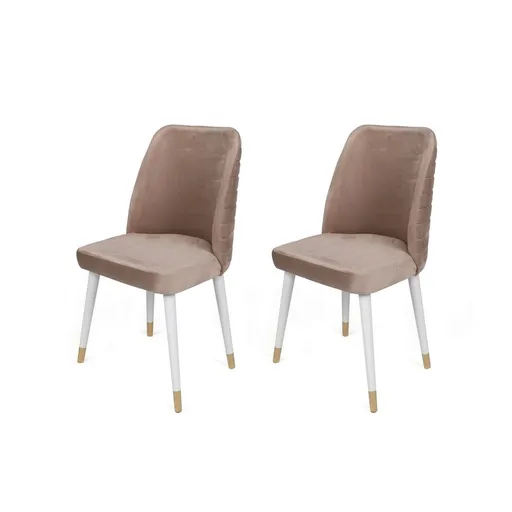 Set de scaune de sufragerie Hugo Beige and White,2 buc.