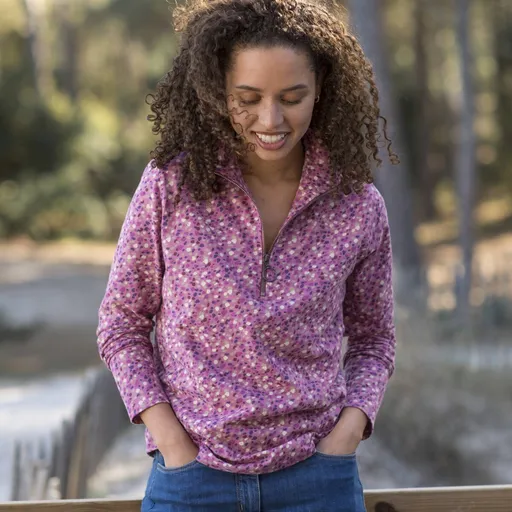 Tricou cu guler înalt, fermoar și imprimeu