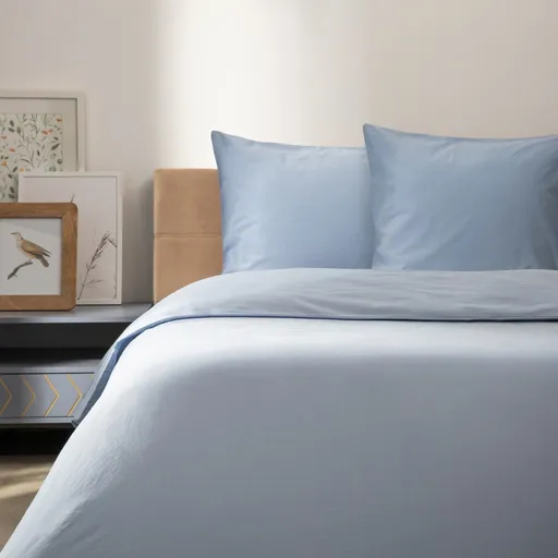 Lenjerie de pat dubla Defla, Homla, 3 piese, 160x200 cm, bumbac, albastru