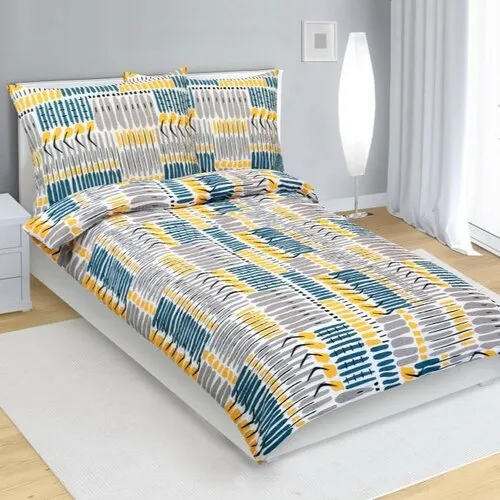 Bellatex Lenjerie de pat creponată Dungi albastre,galbene, 140 x 200 cm, 70 x 90 cm