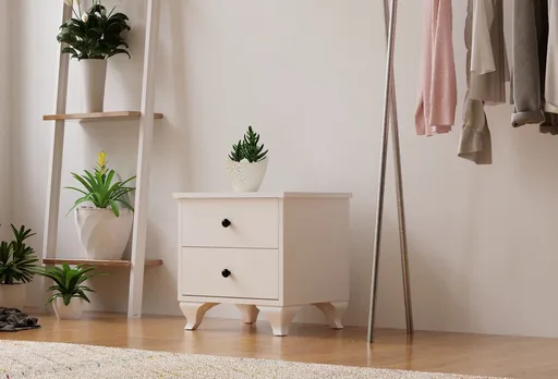 Noptiera, Hanah Home, Rb-070, 45x45x40 cm, Alb mat