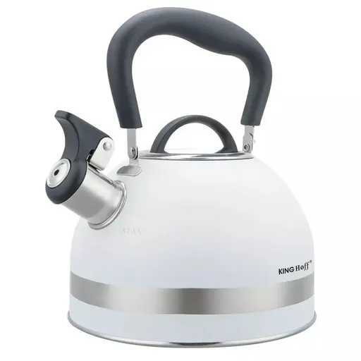 Ceainic cu fluier Kinghoff KH 1852, 1.8 l, Inductie, Maner izolat termic, Alb