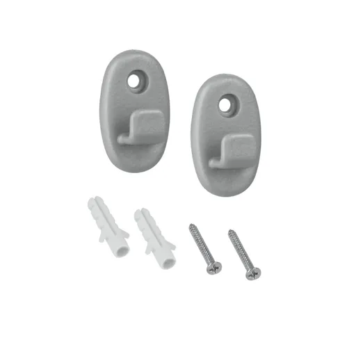 Set 2 elemente de fixare Onda,  Metaltex, 8 x 18 x 1.5 cm, plastic, argintiu