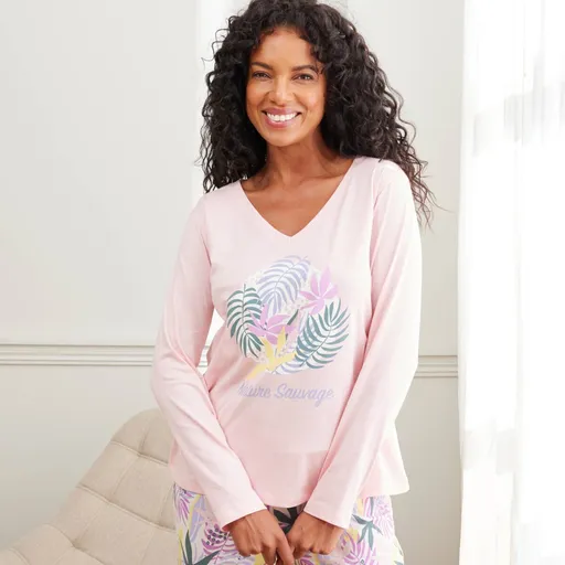 Cămașă de pijama cu mânecă lungă cu imprimeu Nature Sauvage