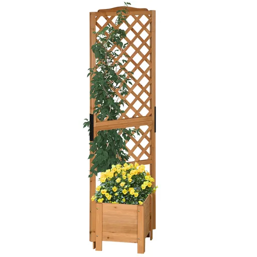 Outsunny Ghiveci cu grilaj pe stâlpi pentru plante - dim. 54,5L x 52l x 180H cm - Lemn de brad pre-uleiat | Aosom Romania