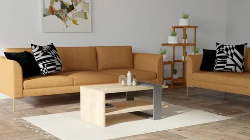 Masuta de cafea, Hanah Home, Yonca, 80x35x50 cm, Antracit / Stejar