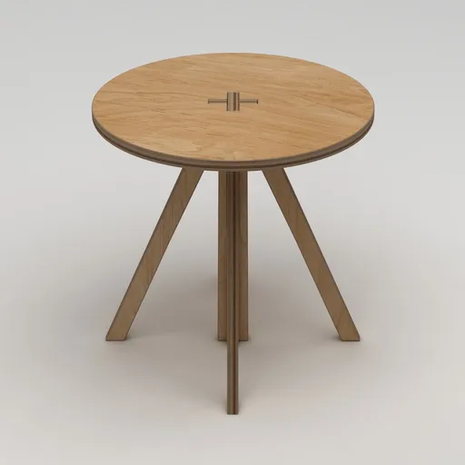 Masa, Hanah Home, Tripus, 75x75x75 cm, 100% BIRCH PLYWOOD, Lemn natural