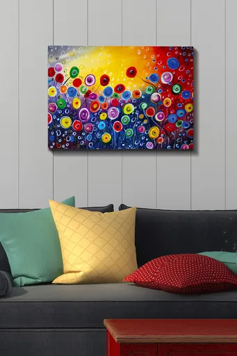 Tablou decorativ, Kanvas Tablo (50 x 70), Cadru: 100% LEMN (grosime: 3 cm), Multicolor