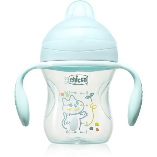 Chicco Transition Cup 4m+ cană pentru antrenament cu mânere Teal 200 ml