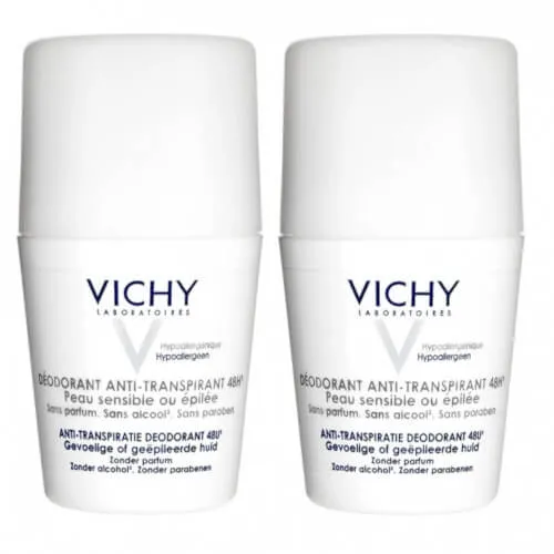 Vichy Set de deodorante sub formă de roll-on pentru piele sensibilă și iritată 2 x 50 ml