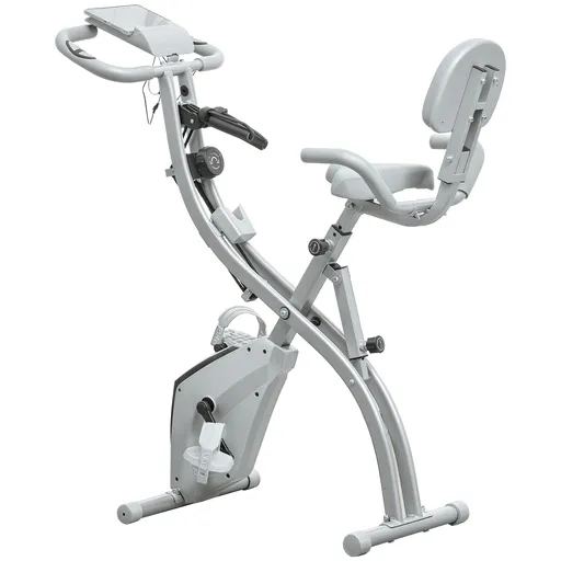 HOMCOM Bicicletă fitness pliabilă 8 niveluri de rezistență magnetică spătar șa reglabilă mânere ergonomice negru argintiu | Aosom Romania