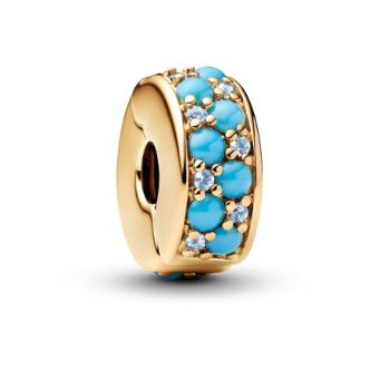 Pandora Clip placat cu aur Albastru azuriu Shine Moments 292334C04