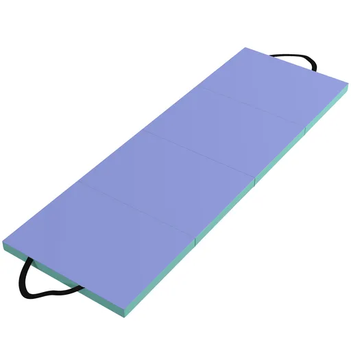 SPORTNOW Covor de Fitness Pliabil și Imbottito cu 2 Mânere, Covor de Sală din Plastic și EPE, 180x60x5 cm, Verde și Violet | Aosom Romania