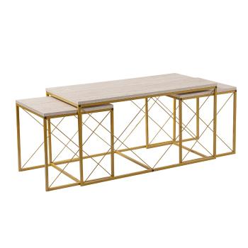 Masă de cafea Defne Gold Travertine, bej