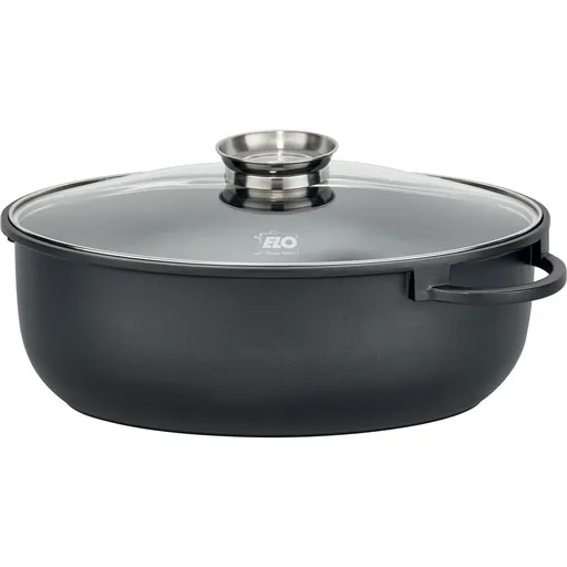 Elo 80038 Tigaie cu capac din sticlă și mâneraromat Alucast 38 x 25 cm