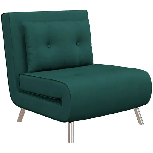 HOMCOM Fotoliu recliner cu funcție de pat, butoane decorative, aspect de pânză, 77 cm x 88 cm x 83 cm, Verde | Aosom Romania