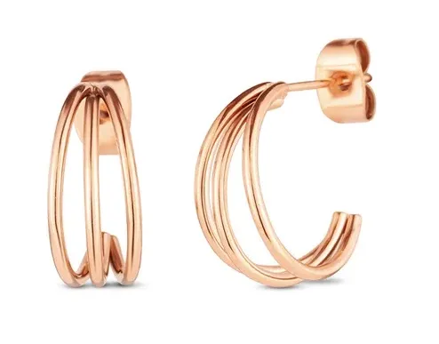 Vuch Cercei eleganți rotunzi din oțel placat cu aur Elegy Rose Gold