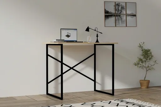 Birou, Hanah Home, Addis, 90x76x56 cm, Stejar / Negru