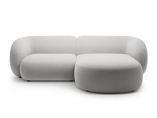 Coltar dreapta 2 locuri, Kate, Micadoni Home, 255x176x76 cm, catifea, gri deschis