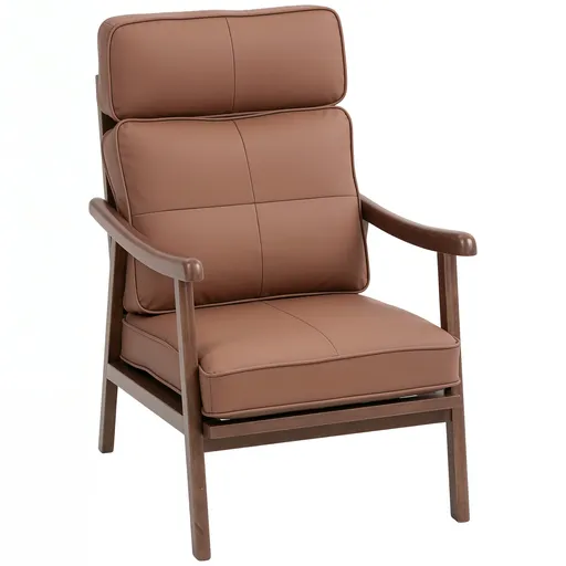 HOMCOM Scaun de Sufragerie Tapizat în PU cu Cadru din Lemn Pernițe Acolchado Groase Maro și Lemn Nuc | Aosom Romania