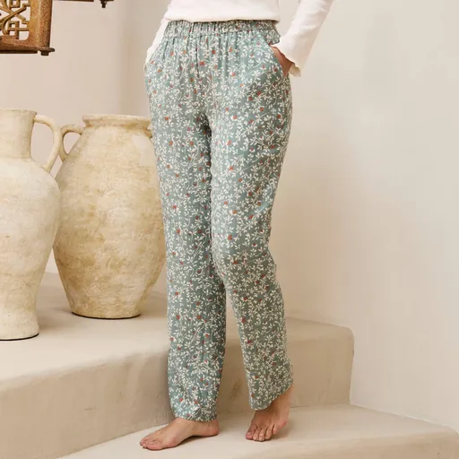 Pantaloni de pijama cu imprimeu vegetal