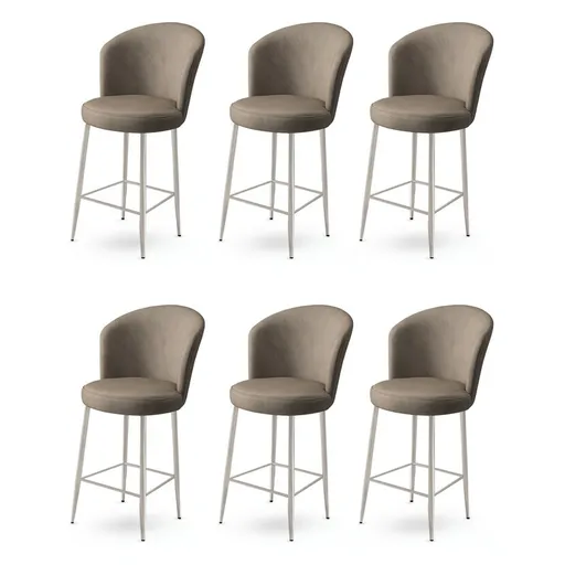 Set de scaune de bar Alte Cappuccino and Chrome, 6buc., bej, 6 buc.