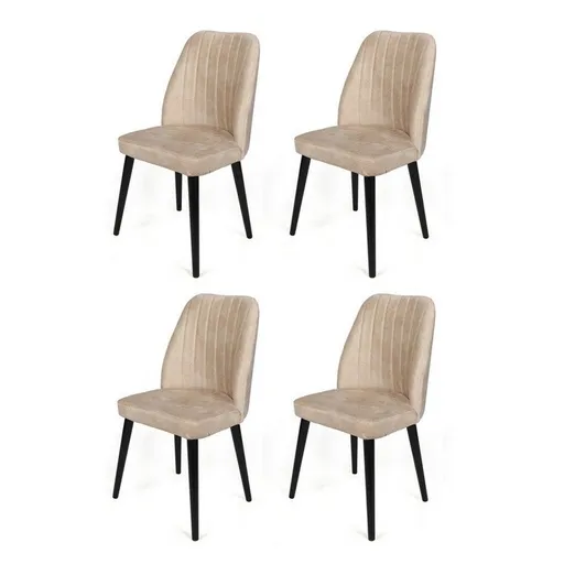 Set de scaune de sufragerie Alfa Cream and Black, 4 buc., crem deschis