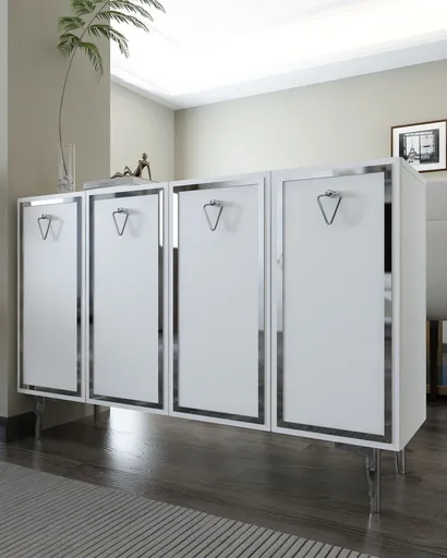 Consola, Hanah Home, 8160KM-1, 120x75x29.6 cm, PAL , Alb / Argintiu