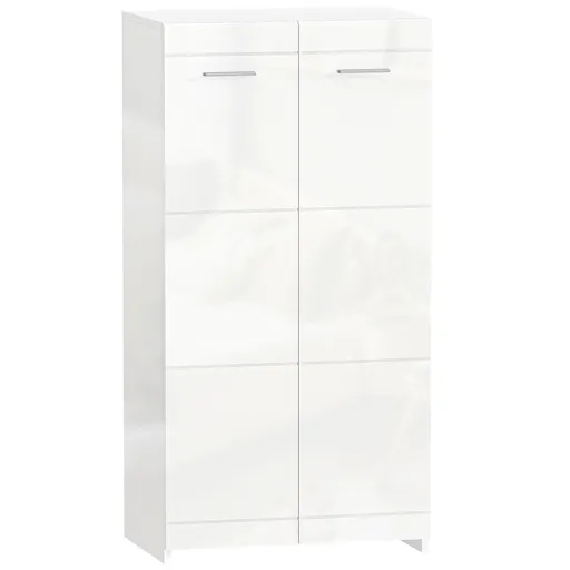 HOMCOM Dulap pentru pantofi cu finisaj lucios, depozitare cu rafturi reglabile pentru hol, intrare, spațiu pentru 10 perechi, Alb | Aosom Romania