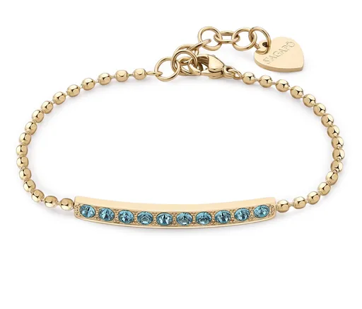 S'Agapõ Brățară elegantă placată cu aur cu cristale albastre deschis Dazzly SDZ18