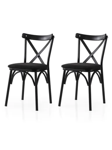 Set scaune 2 piese, Hanah Home, Ekol, Negru