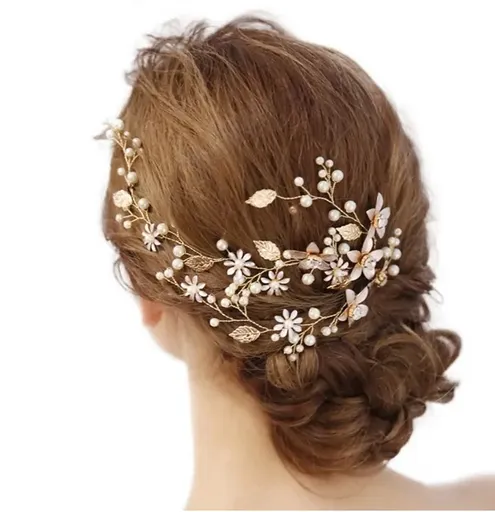 Accesoriu de Par Coronita Gold Flower and Leaf