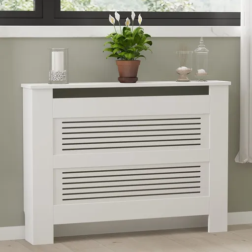 Dulap radiator, Puqa Design, Termora, 112x19x82 cm, PAL/MDF, Alb