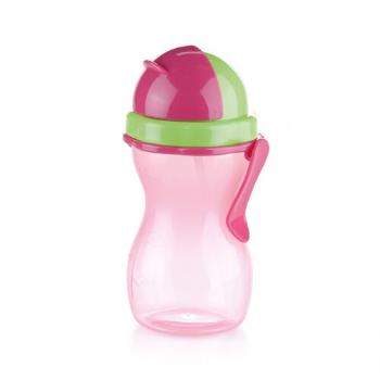 Sticlă de copii Tescoma BAMBINI, cu pai, roz, 300ml, roz