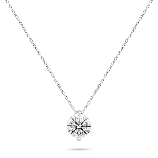 Brilio Silver Colier strălucitor argintiu cu zircon NCL68W