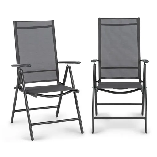 Blumfeldt Almeria Garden Chair, scaun pliabil, set de 2 bucăți, 56,5 x 107 x 68 cm, ComfortMesh, antracit
