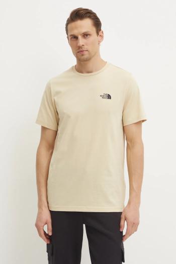 Tričko The North Face M S/S Simple Dome Tee pánske, béžová farba, s potlačou, NF0A87NG3X41