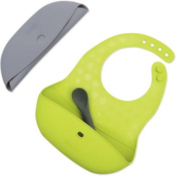 BBLÜV Pöket bavețică cu linguriță Grey/Lime 2 buc