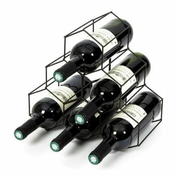 Suport Compactor pentru 6 sticle de vin, 28 x 28 x 4,5 cm, oțel mat