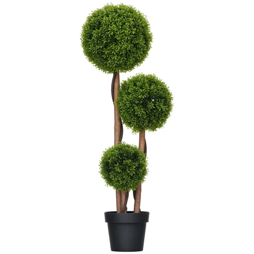 HOMCOM Arbore artificial buxus cu 3 bile frunze de bambus ghiveci inclus interior și exterior înălțime 110 cm verde | Aosom Romania