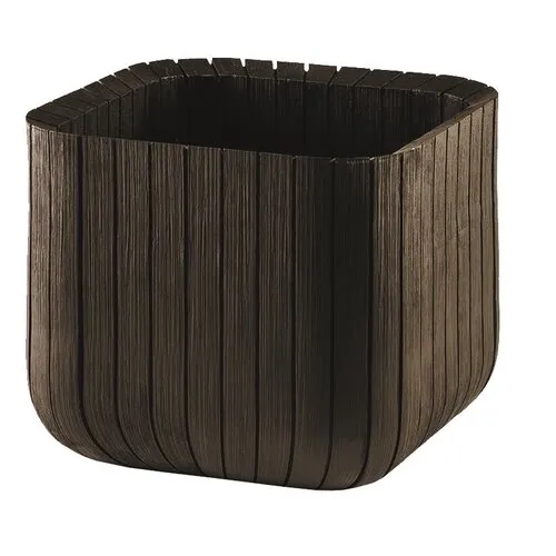 Jardinieră din plastic Keter Cube planter M, maro, 30 x 30 x 30 cm, maro
