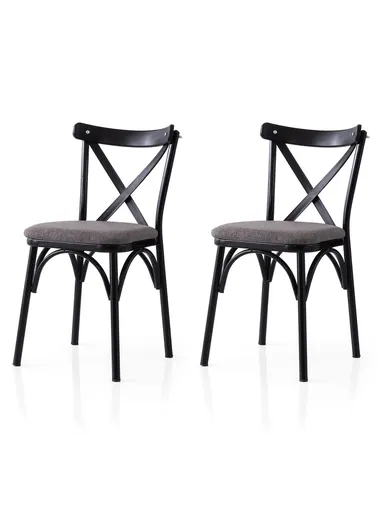 Set scaune 2 piese, Hanah Home, Ekol, Gri inchis