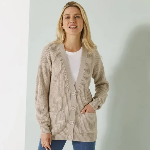 Cardigan lung elastic cu model neted