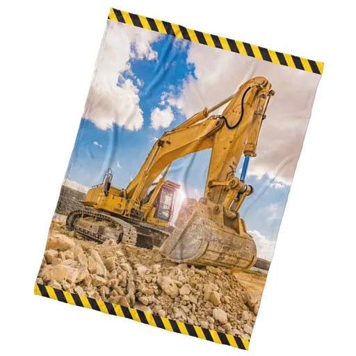 Pătură pentru copii BedTex Excavator galben, 130 x170 cm